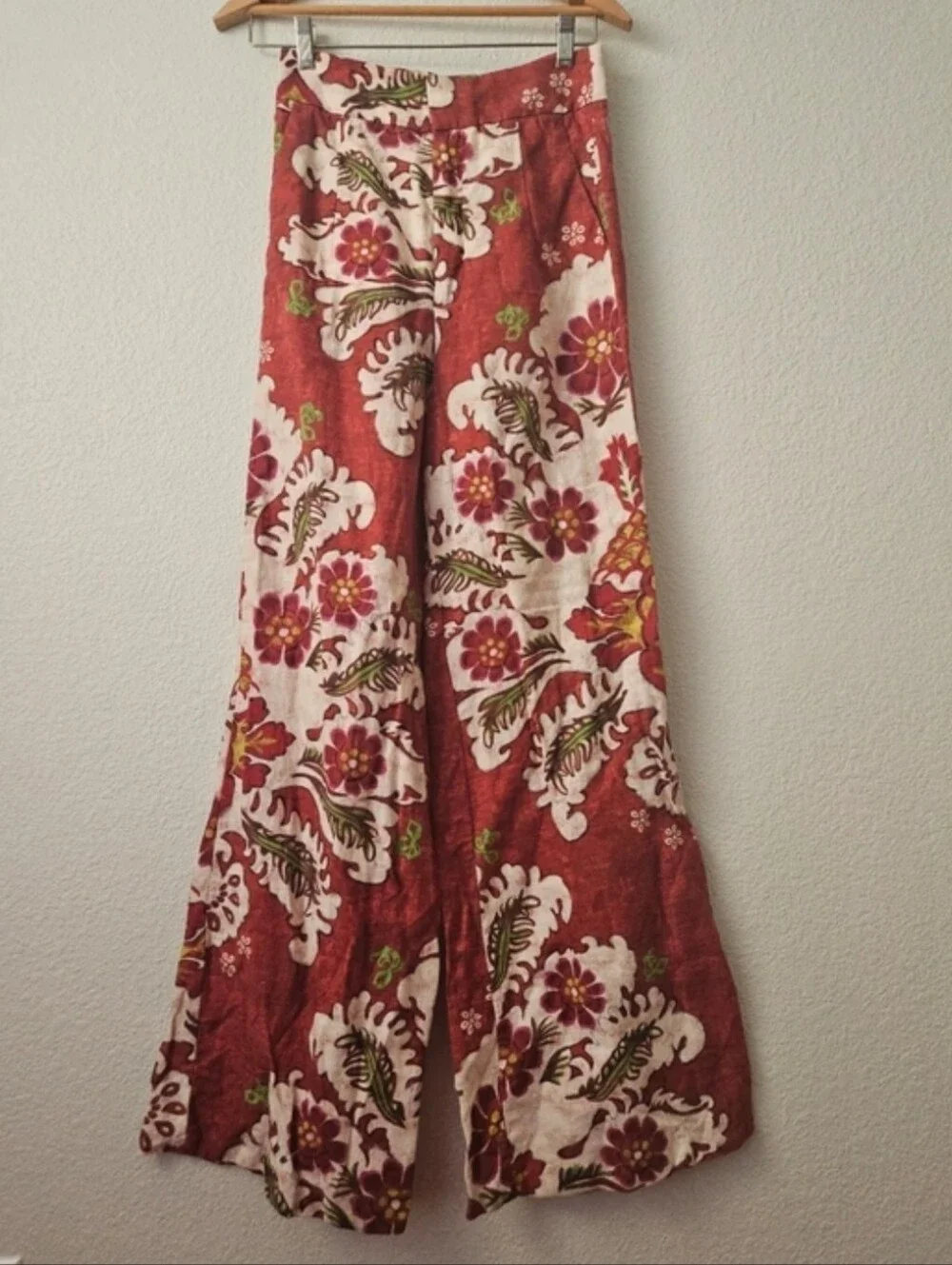 zara linen floral wide lsg pants . xsmall